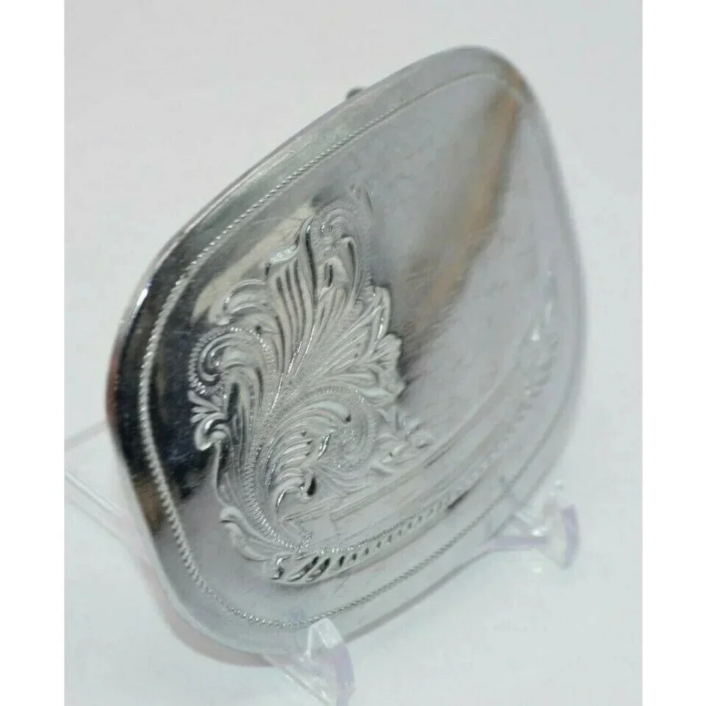Vintage Southwestern Silver Tone Stamped Scrollwor